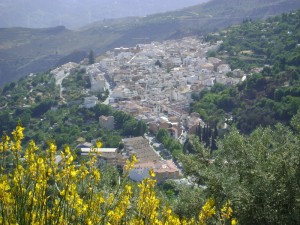 View of Lanjaron town in the foothills of the Sierra Nevada